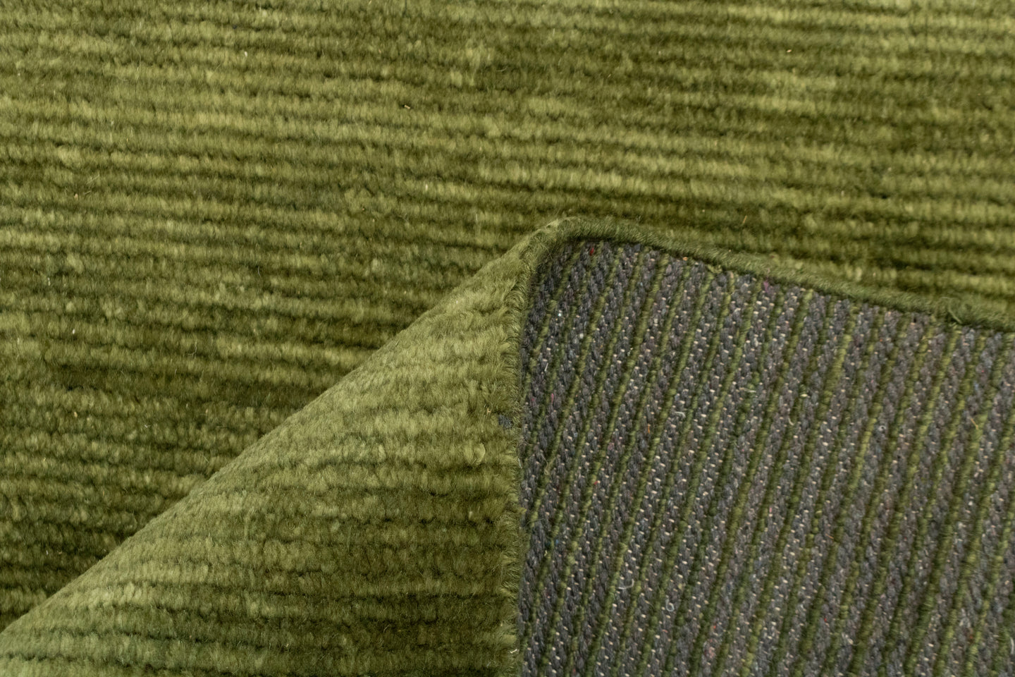 Solid Green Plane Hand Knotted wool Rug